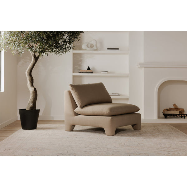 Moe's Home Estelle Lounge Chair - Vintage-inspired Comfort With Eco-friendly Upholstery For Modern Spaces Brown Upholstery, 98% Polyester,2% Linen,Plywood Frame Zt-1043-40