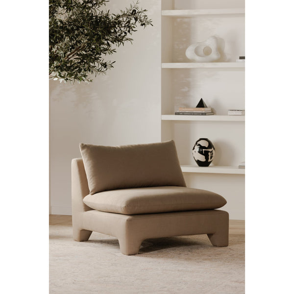 Moe's Home Estelle Lounge Chair - Vintage-inspired Comfort With Eco-friendly Upholstery For Modern Spaces Brown Upholstery, 98% Polyester,2% Linen,Plywood Frame Zt-1043-40