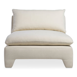 Moe's Home Estelle Chaise: Vintage-inspired Comfort With Eco-friendly Upholstery And Plush Feather Cushioning White Upholstery, 98% Polyester,2% Linen,Plywood Frame Zt-1044-05