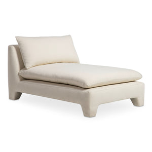 Moe's Home Estelle Chaise: Vintage-inspired Comfort With Eco-friendly Upholstery And Plush Feather Cushioning White Upholstery, 98% Polyester,2% Linen,Plywood Frame Zt-1044-05