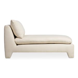 Moe's Home Estelle Chaise: Vintage-inspired Comfort With Eco-friendly Upholstery And Plush Feather Cushioning White Upholstery, 98% Polyester,2% Linen,Plywood Frame Zt-1044-05