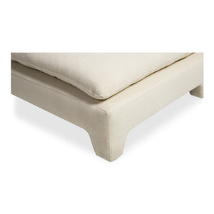 Moe's Home Estelle Chaise: Vintage-inspired Comfort With Eco-friendly Upholstery And Plush Feather Cushioning White Upholstery, 98% Polyester,2% Linen,Plywood Frame Zt-1044-05