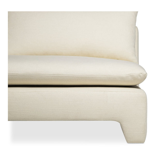 Moe's Home Estelle Chaise: Vintage-inspired Comfort With Eco-friendly Upholstery And Plush Feather Cushioning White Upholstery, 98% Polyester,2% Linen,Plywood Frame Zt-1044-05