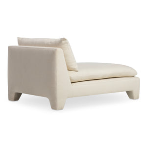 Moe's Home Estelle Chaise: Vintage-inspired Comfort With Eco-friendly Upholstery And Plush Feather Cushioning White Upholstery, 98% Polyester,2% Linen,Plywood Frame Zt-1044-05