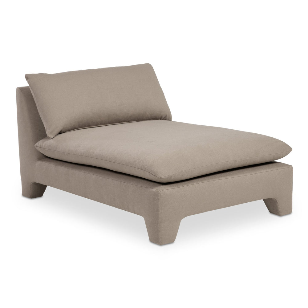 Moe's Home Estelle Chaise: Vintage-inspired Comfort With Eco-friendly Upholstery And Plush Feather Cushioning Brown Upholstery, 98% Polyester,2% Linen,Plywood Frame Zt-1044-40