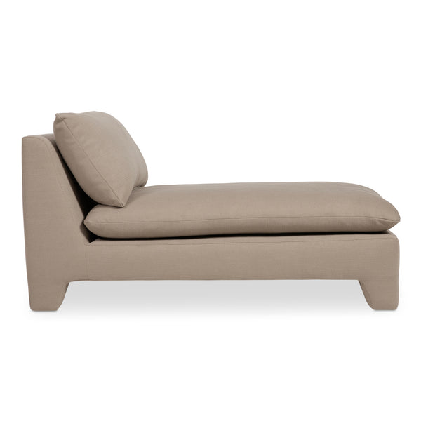 Moe's Home Estelle Chaise: Vintage-inspired Comfort With Eco-friendly Upholstery And Plush Feather Cushioning Brown Upholstery, 98% Polyester,2% Linen,Plywood Frame Zt-1044-40