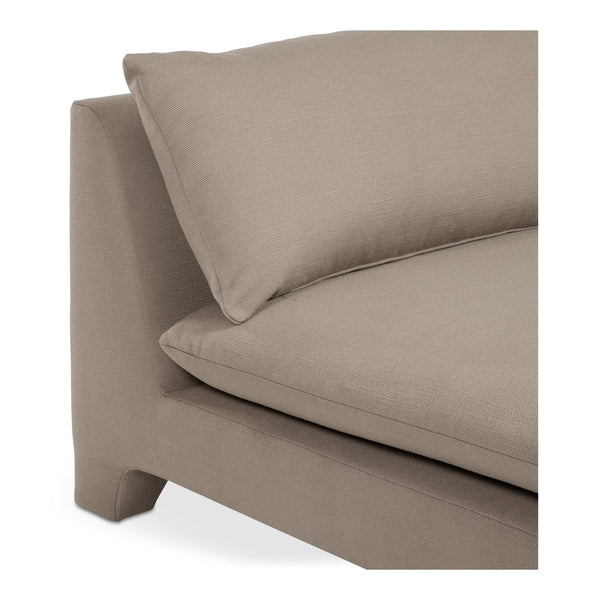 Moe's Home Estelle Chaise: Vintage-inspired Comfort With Eco-friendly Upholstery And Plush Feather Cushioning Brown Upholstery, 98% Polyester,2% Linen,Plywood Frame Zt-1044-40