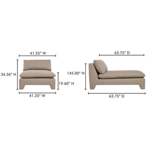 Moe's Home Estelle Chaise: Vintage-inspired Comfort With Eco-friendly Upholstery And Plush Feather Cushioning Brown Upholstery, 98% Polyester,2% Linen,Plywood Frame Zt-1044-40