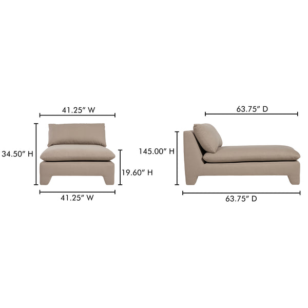 Moe's Home Estelle Chaise: Vintage-inspired Comfort With Eco-friendly Upholstery And Plush Feather Cushioning Brown Upholstery, 98% Polyester,2% Linen,Plywood Frame Zt-1044-40