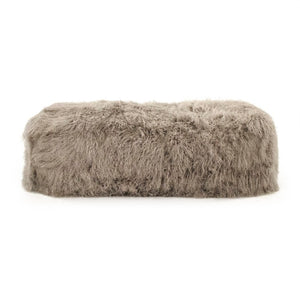 Zentique Tibetan Lamb Fur Bench with Plush Curly Upholstery, Foam Core Comfort & Sturdy Frame, 52"W x26"D ZTBP-light grey