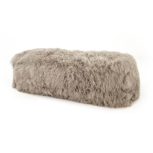 Zentique Tibetan Lamb Fur Bench with Plush Curly Upholstery, Foam Core Comfort & Sturdy Frame, 52"W x26"D ZTBP-light grey