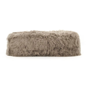 Zentique Tibetan Lamb Fur Bench with Plush Curly Upholstery, Foam Core Comfort & Sturdy Frame, 52"W x26"D ZTBP-light grey
