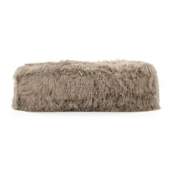 Zentique Tibetan Lamb Fur Bench with Plush Curly Upholstery, Foam Core Comfort & Sturdy Frame, 52"W x26"D ZTBP-light grey