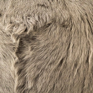 Zentique Tibetan Goat Fur Ottoman with Plush High-Pile Cover, Compact Footrest & Extra Seat for Stylish Living ZTGP-light grey