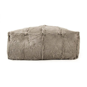Zentique Tibetan Goat Fur Ottoman with Plush High-Pile Cover, Compact Footrest & Extra Seat for Stylish Living ZTGP-light grey