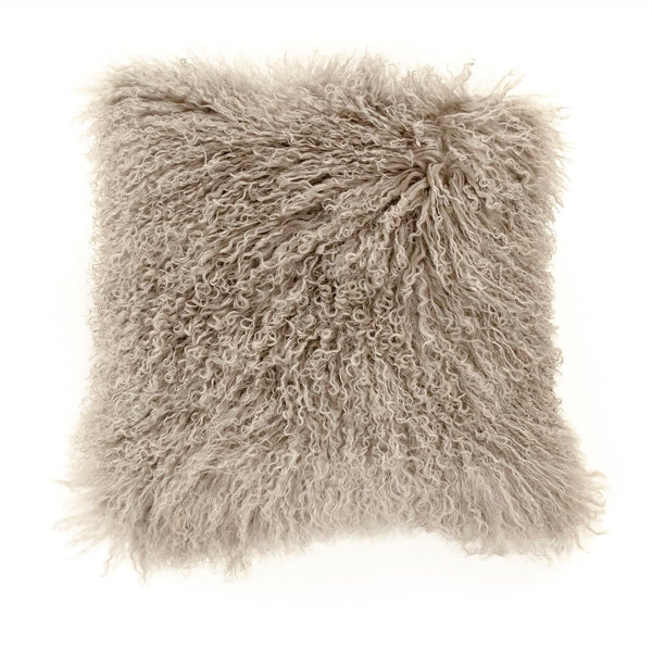 Tibetan Light Grey Lamb Fur Pillow 100% lamb fur/light grey ZTLFC-light grey Zentique