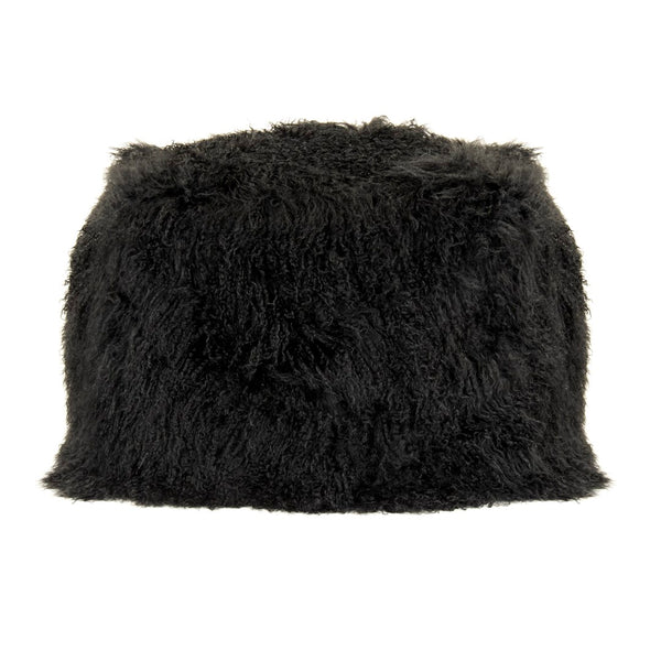 Tibetan Black Lamb Fur Pouf 100% lamb fur/black ZTLFP-black Zentique
