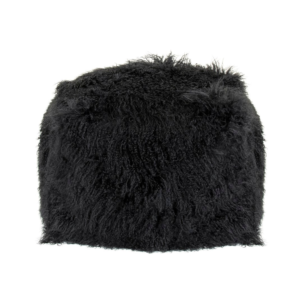 Tibetan Black Lamb Fur Pouf 100% lamb fur/black ZTLFP-black Zentique