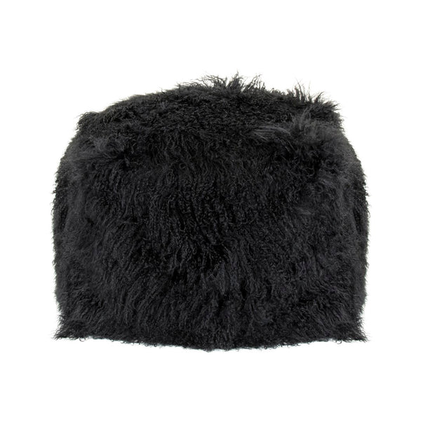 Tibetan Black Lamb Fur Pouf 100% lamb fur/black ZTLFP-black Zentique