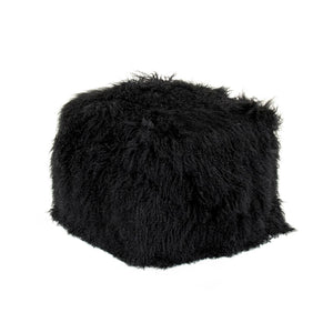 Tibetan Black Lamb Fur Pouf 100% lamb fur/black ZTLFP-black Zentique