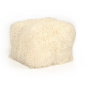 Tibetan Ivory Lamb Fur Pouf 100% lamb fur/ivory ZTLFP-ivory Zentique