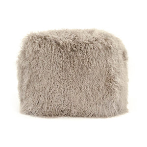 Tibetan Light Grey Lamb Fur Pouf 100% lamb fur/light grey ZTLFP-light grey Zentique