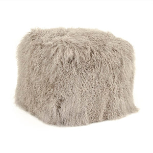 Tibetan Light Grey Lamb Fur Pouf 100% lamb fur/light grey ZTLFP-light grey Zentique