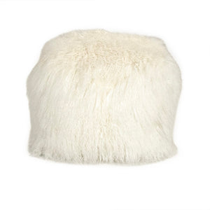 Tibetan White Lamb Fur Pouf 100% lamb fur/white ZTLFP-white Zentique