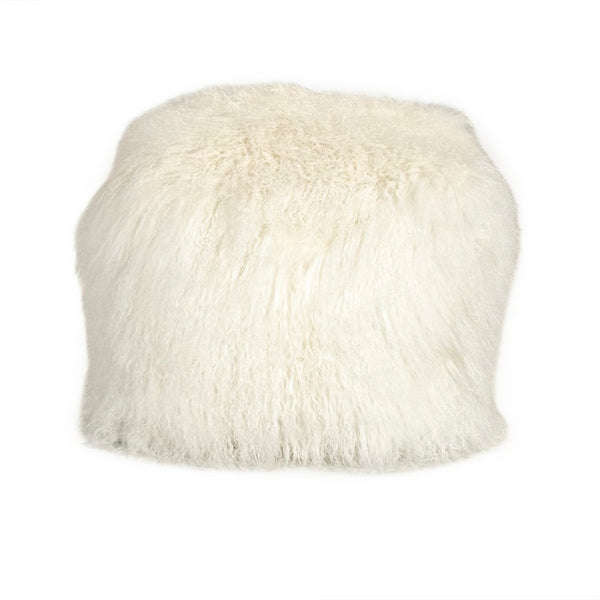 Tibetan White Lamb Fur Pouf 100% lamb fur/white ZTLFP-white Zentique