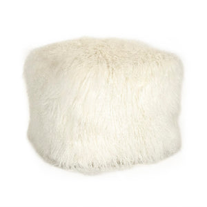 Tibetan White Lamb Fur Pouf 100% lamb fur/white ZTLFP-white Zentique