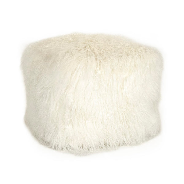 Tibetan White Lamb Fur Pouf 100% lamb fur/white ZTLFP-white Zentique