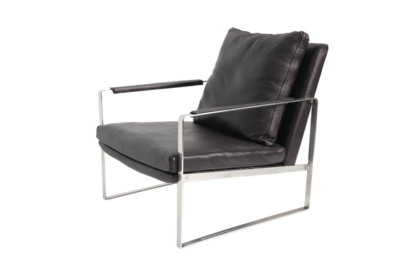 Soho Concept Zara Small Armchair With Brushed Stainless Steel Base, Leather & Wool, 10-year Guarantee, Brown Brown  Soho-concept-dining-chair-12622