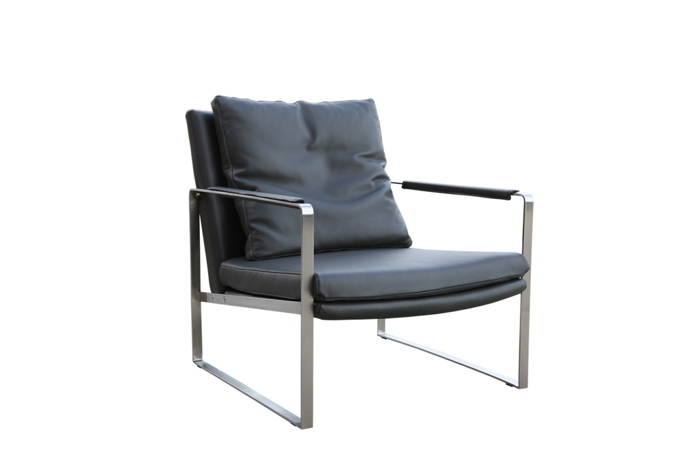 Soho Concept Zara Armchair S.Steel - Elegant Boucle Fabric & Genuine Leather, 10-year Guarantee, Dark Grey Comfort Dark Grey  Soho-concept-dining-chair-12624