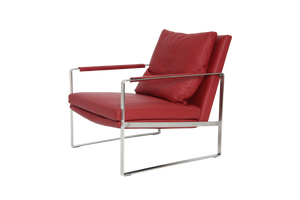 Soho Concept Zara Small Armchair - Stylish Brushed Stainless Steel Base, Luxurious Velvet & Camira Fabric Options Red  Soho-concept-dining-chair-12628