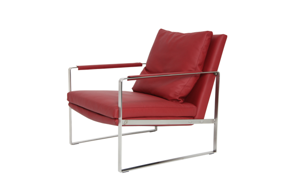 Soho Concept Zara Small Armchair - Stylish Brushed Stainless Steel Base, Luxurious Velvet & Camira Fabric Options Red  Soho-concept-dining-chair-12628