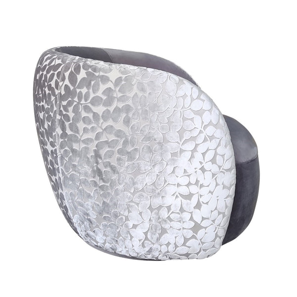 Pasargad Home Allure Modern Swivel Barrel Chair - Elegant Grey Design With Artisan Craftsmanship Grey Poly Fabric Pzw-991