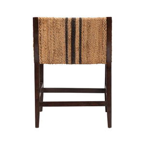 Bali & Pari Zeke Handwoven Seagrass Mango Wood Counter Stool with Wraparound Arms