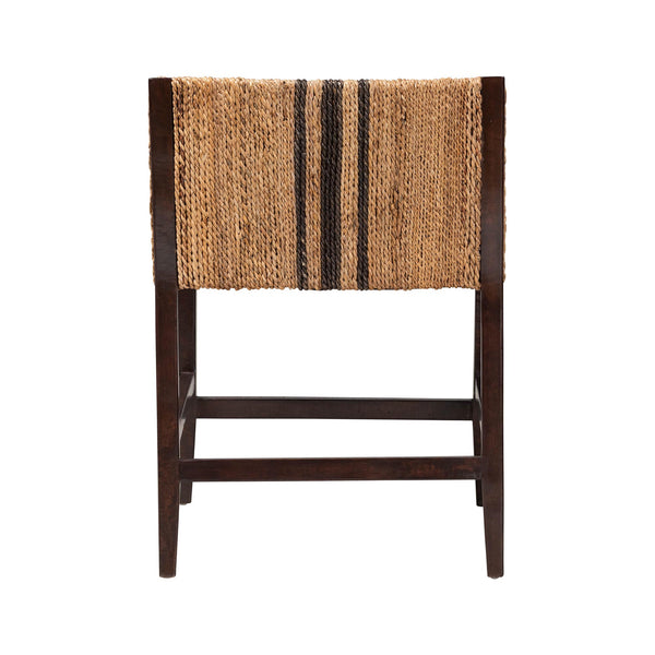 Bali & Pari Zeke Handwoven Seagrass Mango Wood Counter Stool with Wraparound Arms