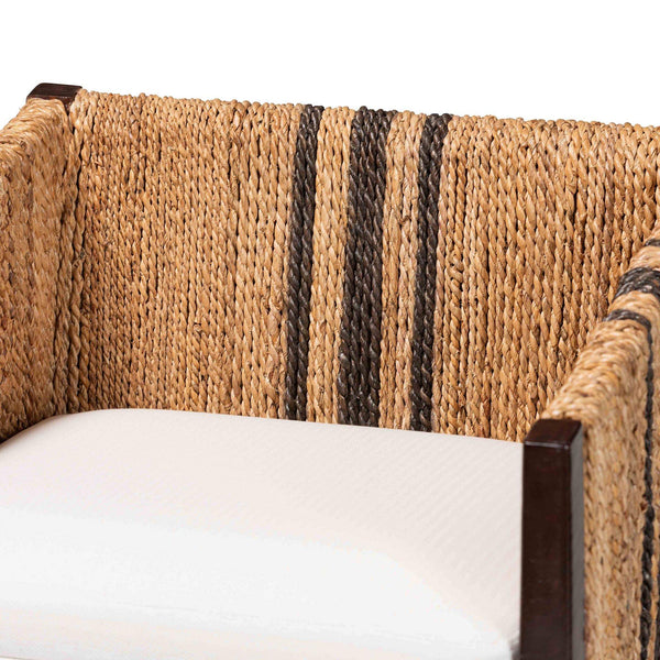 Bali & Pari Zeke Handwoven Seagrass Mango Wood Counter Stool with Wraparound Arms