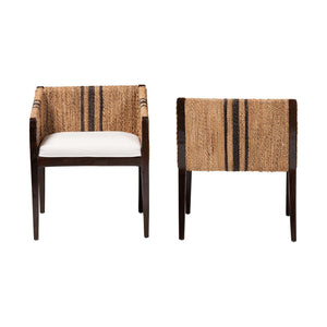Bali & Pari Zeke Handwoven Seagrass Dining Chairs Coastal Modern Set of Two
