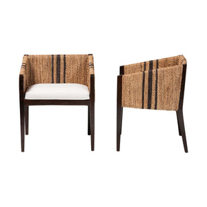 Bali & Pari Zeke Handwoven Seagrass Dining Chairs Coastal Modern Set of Two