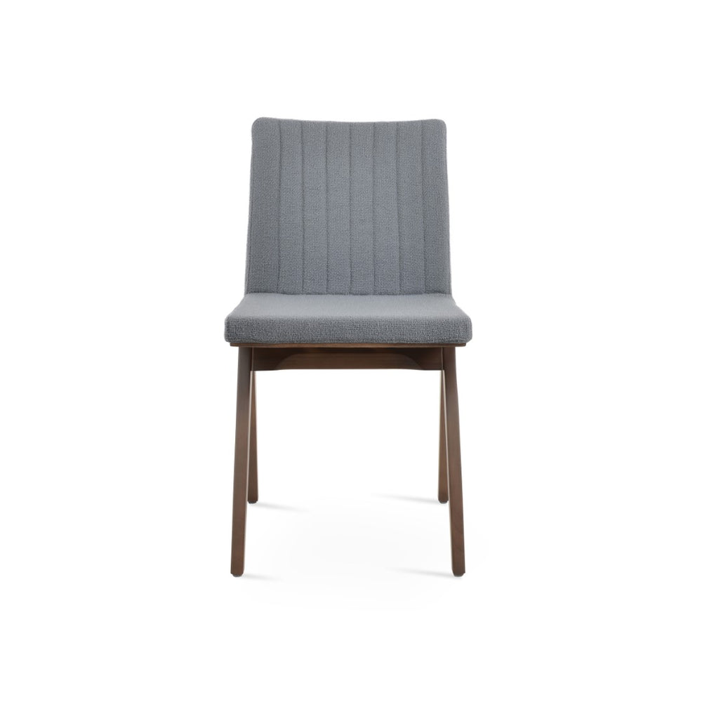 Soho Concept Zeyno Fino Wood Dining Chair - Stylish Upholstered Seat In Boucle, Velvet & Nubuck - 10-year Warranty Grey,Walnut  Soho-concept-dining-chair-06448