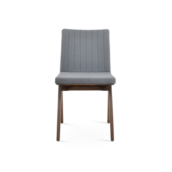 Soho Concept Zeyno Fino Wood Dining Chair - Stylish Upholstered Seat In Boucle, Velvet & Nubuck - 10-year Warranty Grey,Walnut  Soho-concept-dining-chair-06448