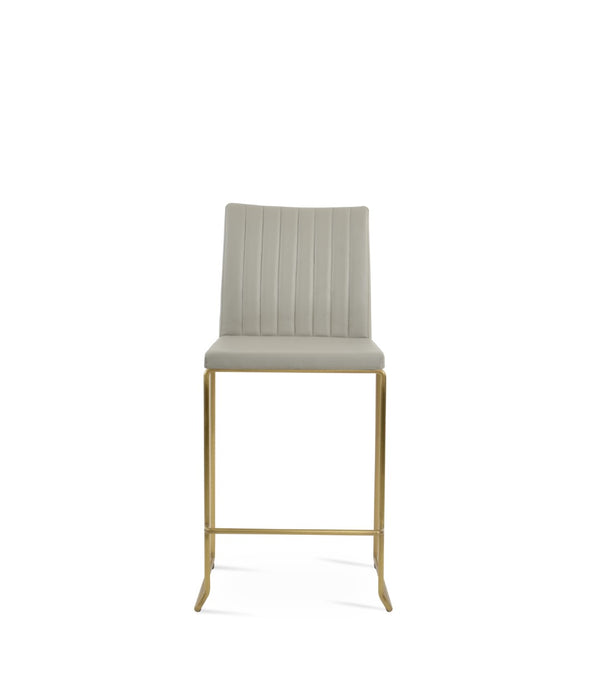 Soho Concept Zeyno Wire Stackable Dining Chair With Soft Leatherette Upholstery & 2-year Guarantee, Grey Finish Brass,Light Grey  Soho-concept-dining-chair-06523