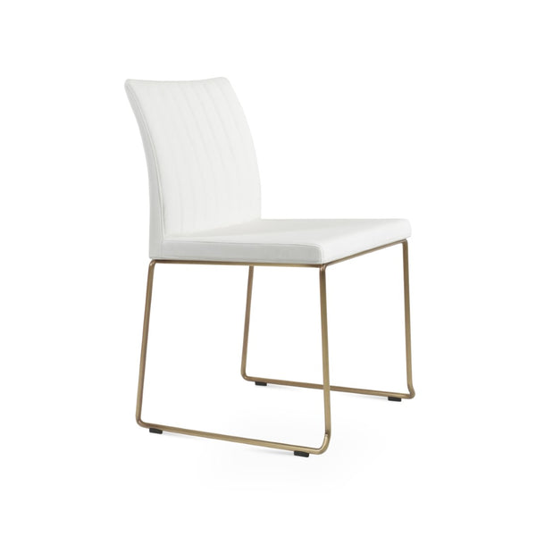 Soho Concept Zeyno Wire Stackable Dining Chair With Soft Leatherette Upholstery & 2-year Guarantee, Grey Finish Brass,White  Soho-concept-dining-chair-06525