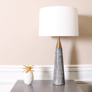 Pasargad Modern Marble Table Lamp With Gold Base & White Shade - 28" Chic Home Accent Light White Marble Pmt-29140