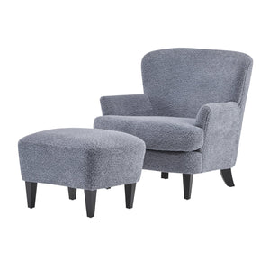 English Elm Christopher Knight Home® - Gerald Boucle Upholstered Club Chair with Tapered Birch Legs, Tonal Piping and Cozy Texture Black,Dusty Blue 33 L x 32.75 W x 30 H N776P243523B