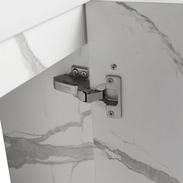English Elm 16'' Floating Wall-Mounted Bathroom Vanity with Ceramic Basin, Soft-Close Door, Water-Resist Finish White W999P236337
