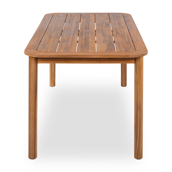 English Elm Modern Solid Acacia Wood Dining Table Seats Six with Cylindrical Legs Indoor Outdoor N776P381093T