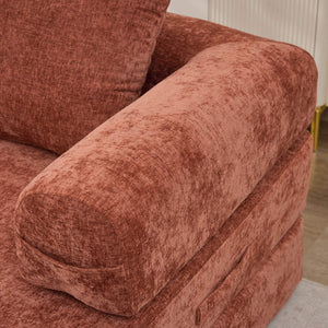 English Elm Comfy Convertible Folding Mattress Couch with Chenille Fabric, Space-Saving Floor Sofa Bed for Small Spaces Orange W1143P364841